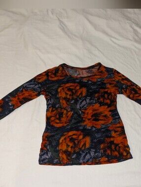Daisy Fuentes Multicolor Floral-Print Long Sleeve Top